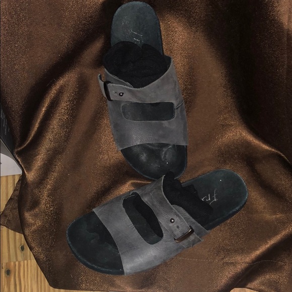 Free People leather flat slide sandals - Picture 8 of 9